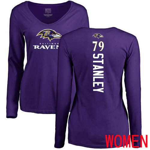 Baltimore Ravens Purple Women Ronnie Stanley Backer NFL Football #79 Long Sleeve T Shirt->youth nfl jersey->Youth Jersey